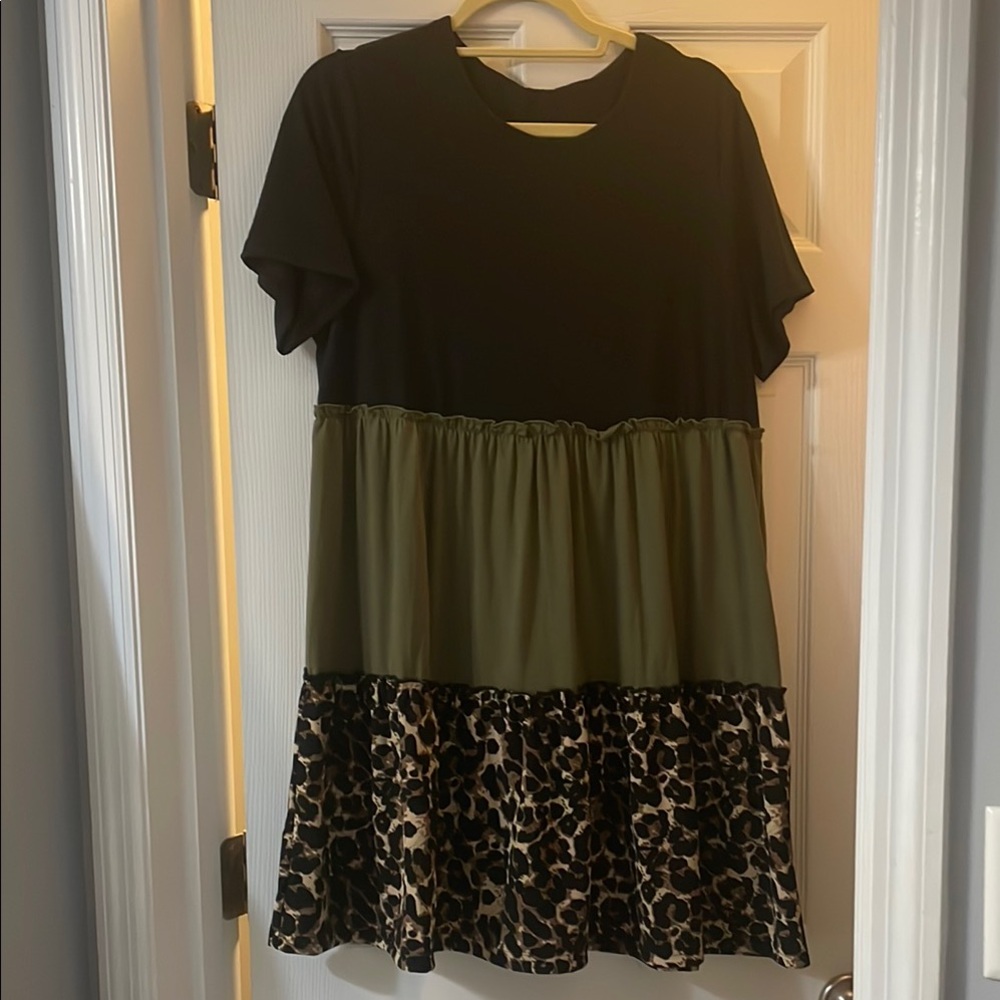 Black and Green Leopard Print Dress